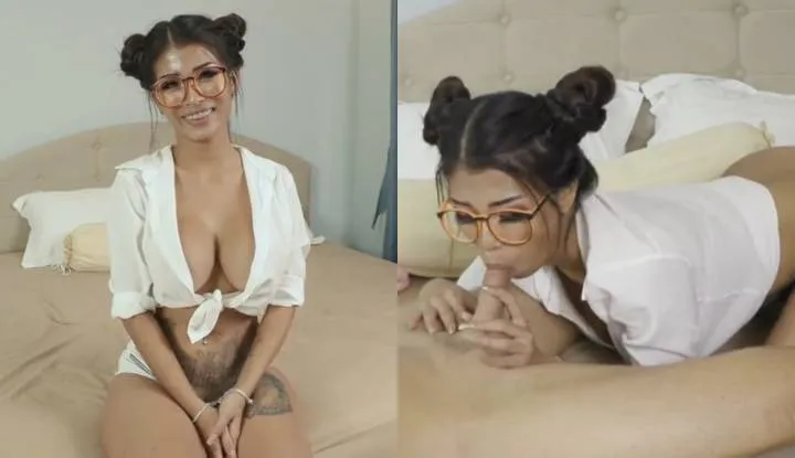 Asian with Big Silicone Tits Creampied by Foreign Man