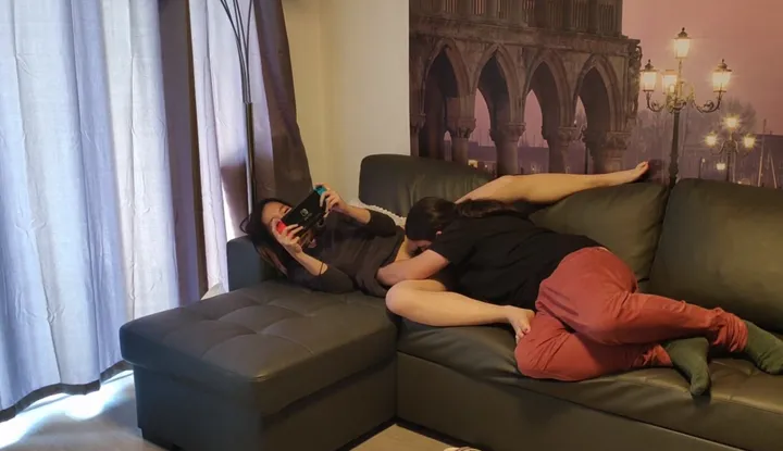 Ma Girl is Playing Video Games Ignoring Me, So I Went on the Attack Totally Destroying Her Pussy