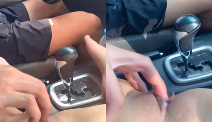 I couldn't help myself in the car; my boyfriend drove and inserted s fingers into my little hole.