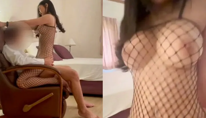 Big-breasted sister changes into sexy net outfit, woman on top oral sex is so exciting