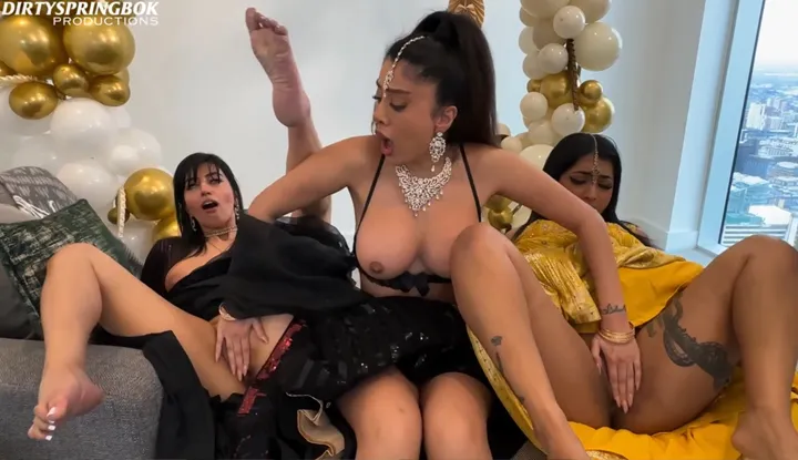 Big-breasted bestie accidentally crashes the Eid party!