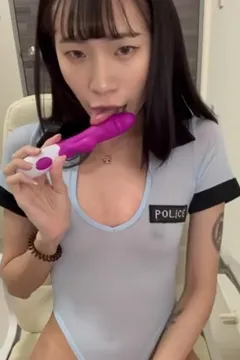 Sexy massage wand licking.