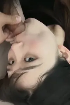 My cute girlfriend loves eating chicken.