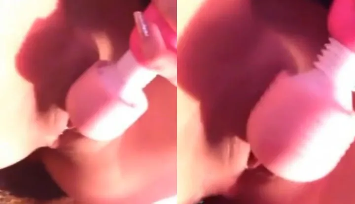A lonely young girl uses a massage stick to aceve orgasm.