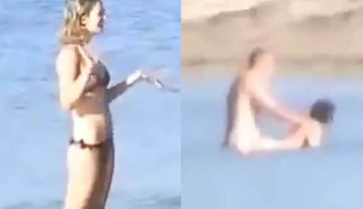 European lovebirds together in the water.