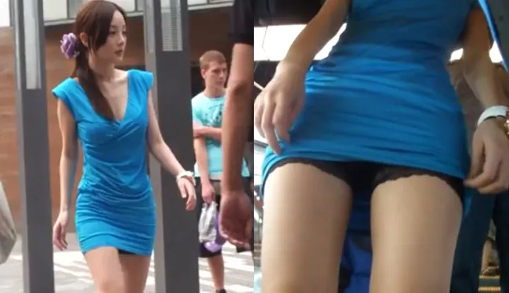 Partout où il va, il prend des photos ! Un voyeur a suivi une certaine artiste L. pour prendre des photos sous sa jupe ! Les jambes longues et la beauté sous la jupe sont exposées : une silhouette magnifique