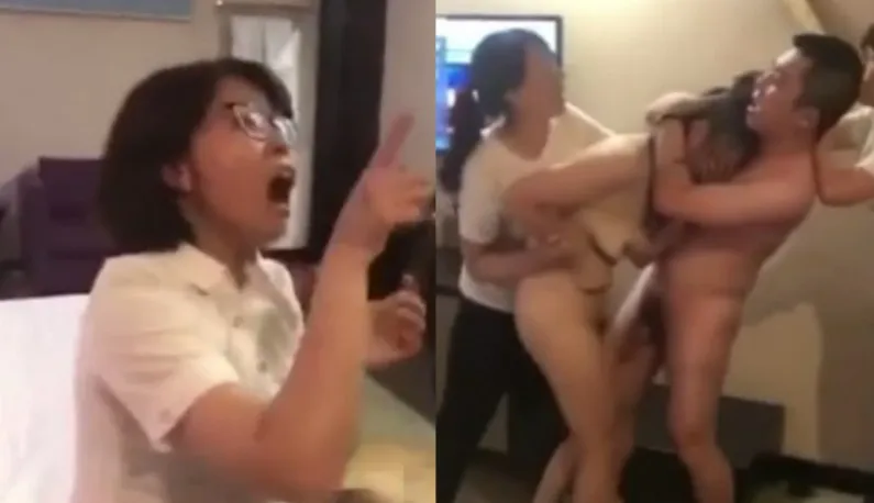 [online expose] Cheating is a Big No No!! Manager Liu Gets Caught Getting a Room with His Secretary!! His Wife Brought Along All Her Friends and Family to Beat the Shit Outta the Cheating Motherfuckers!!