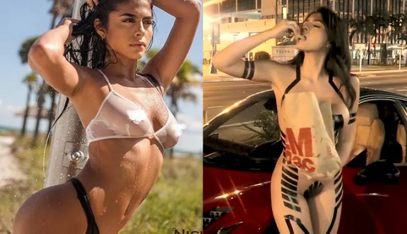 [European/US] Greek Model Amanda Total Nudity With Tape Wrapped Around Her Body Buying McD ~ The Male Employees Are in a Complete Shock!!