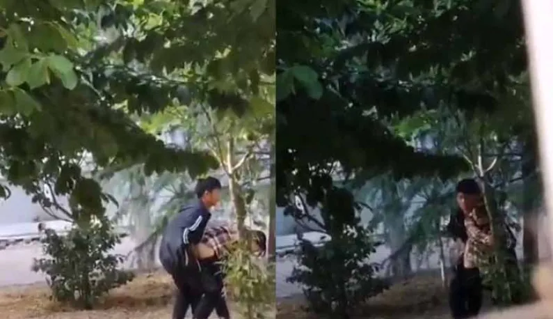 Sinh viên đại học kinh tế tài chính làm tình trực tiếp bên ngoài ký túc xá !! Quay lén toàn bộ sau gốc cây ~