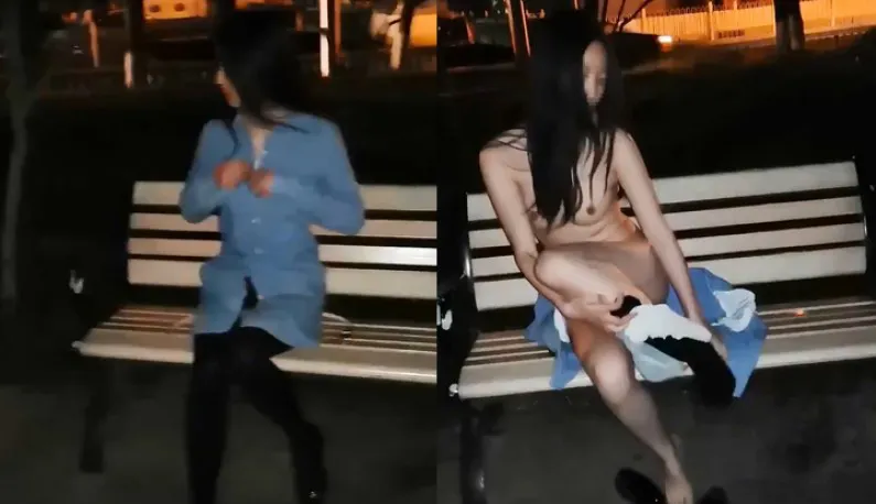 Nóng quá, tôi không muốn mặc quần áo~ Ngồi trên ghế công viên với làn gió nhẹ làm tôi cảm thấy sảng khoái~