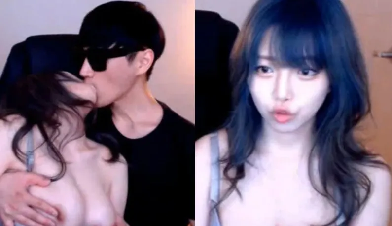Low-cut bra makes the male host very lustful! Fierce kissing makes the girl very lusty!