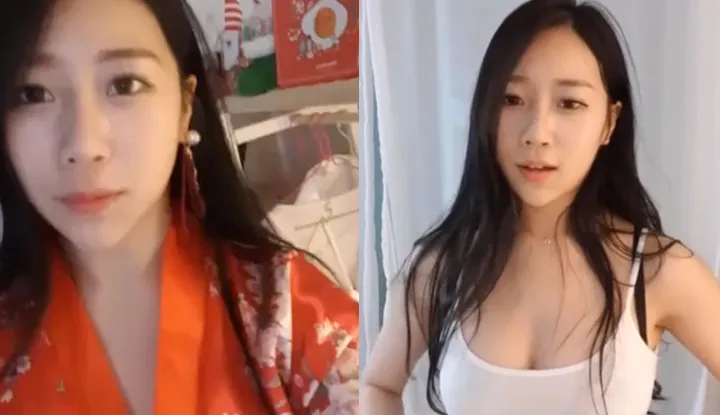 [Korean] Long Hair Elegant Sis ~ Wearing Low-Cut Dress Showing Off Her Nips Is So Tantalizing ~~