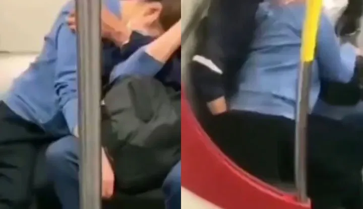 Scandale de porte d'écran ~ Un homme de métro de Guangzhou a aidé sa compagne à se masturber en public avec des mouvements très amples