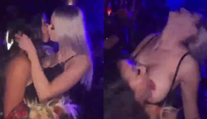 [European/US] all the chicks that are having a blast in the music festival ~ kissing ain't cutting it they start licking each other's boobs