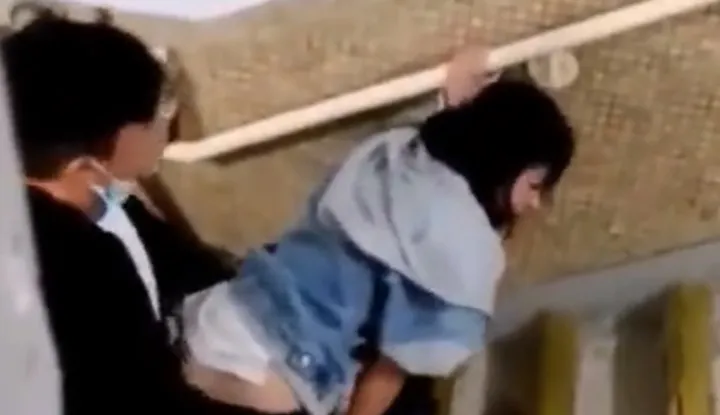 Online Expose ~ Gots on Film of a Couple Who Couldn't Wait to Get Home Started Nasty Fucking by the Staircases!!