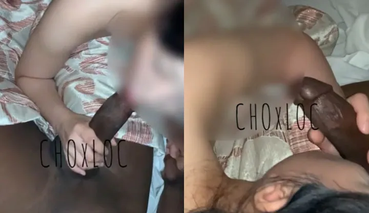 [Korean] A dissatisfied married woman demanded that I bring a black man with a large penis for her to eat, and when she saw it, she immediately became infatuated and licked it crazily.