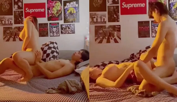 [Thailand] The appearance of the red-haired busty girl shaking wildly on her boyfriend's meat stick during orgasm is quite lewd~