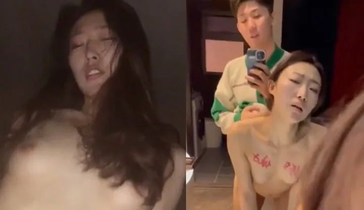Lewd couple's passionate private photos leaked~Fucked girlfriend wildly in front of the mirror at the motel~