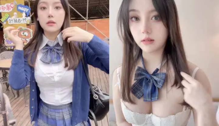 Big-eyed schoolgirl is really cute, take her home and ask her to masturbate for me to watch