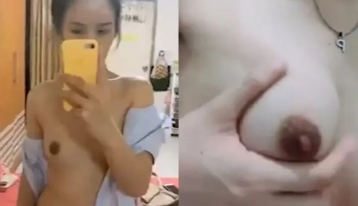 Big-breasted girl in Thailand shows off in front of the mirror, are there any men who want to meet up?