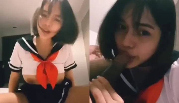 [Thailand] Ein reines Schulmädchen schließt sich an und macht ein Selfie. Sie leckt ihren Schwanz und macht ihn nass, dann ergreift sie die Initiative, steigt auf ihn und schüttelt ihn, so nuttig