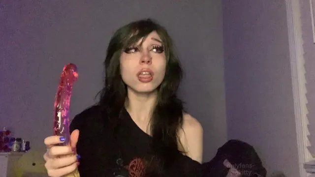 dumb emo spits n explores new gummy worm double dildo