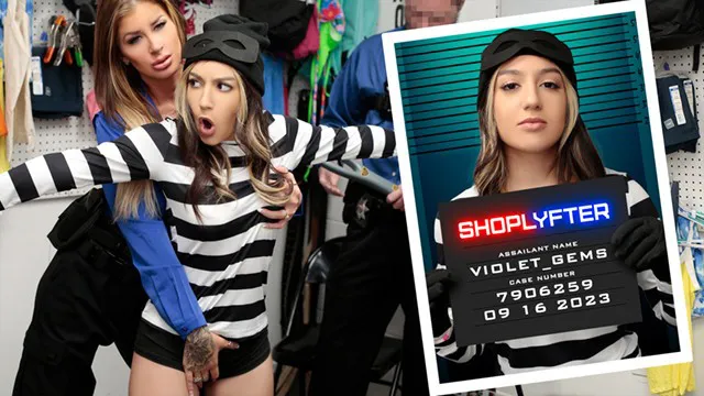 Violet Gems Gets Caught Shoplifting In The Mall While Wearing A Burglar Costume - Shoplyfter