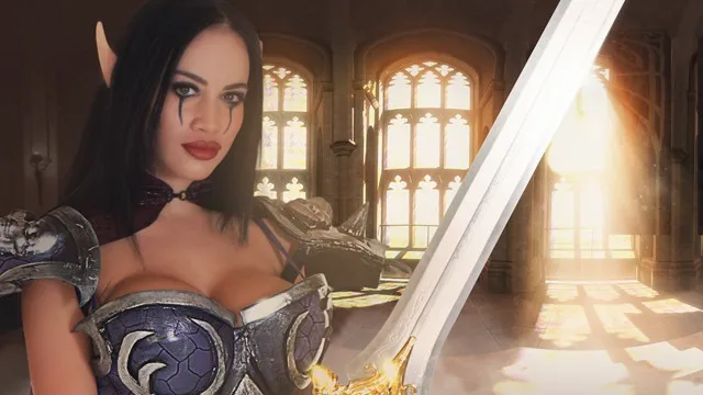 Victoria June wird als Lady Slyvanus in Whorecraft 360 VR Cosplay gefickt.