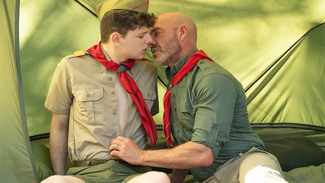 ScoutBoys Horny hung DILF Ace Banner barebacks cute scout in forest