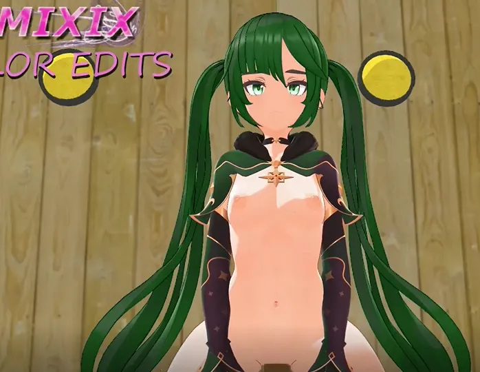 モナ 騎乗位 mona genshin impact GREEN HAIR COLOR EDIT SMIXIX